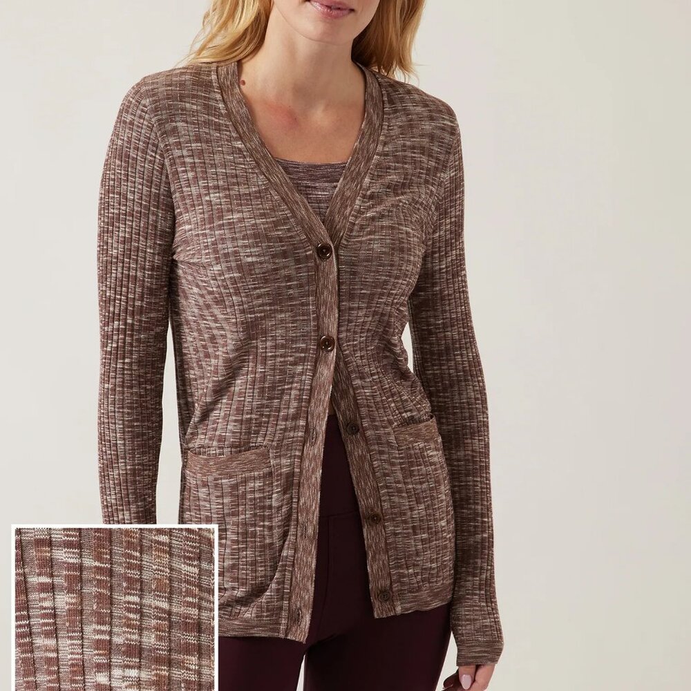 Athleta Revolve Cardigan size XXS Borealis Brown Heather